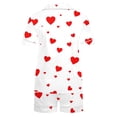 thumbnail image 4 of PNTUTB Fashion Women's Heart Print Casual Collared Pocket Short Sleeve Top with Elastic Waist Shorts Pajama Set, 4 of 6