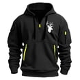 thumbnail image 2 of Jinhomg Men's Spring Pullover Sweatshirt Big and Tall Comfy Quarter Zip Military Hoodie Casual Loose Graphic Long Sleeve Workout Tops with Pockets Black XXXL, 2 of 3