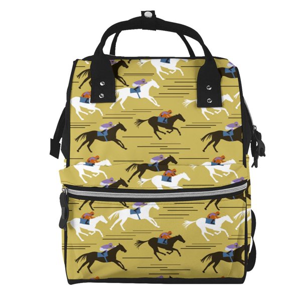 Disketp Horsemen In Horseraces Mochila de Pañales de Gran Capacidad con Múltiples Bolsillos, Mochila de Viaje Multifuncional para Bebé, Unisex, Moderna y Resistente