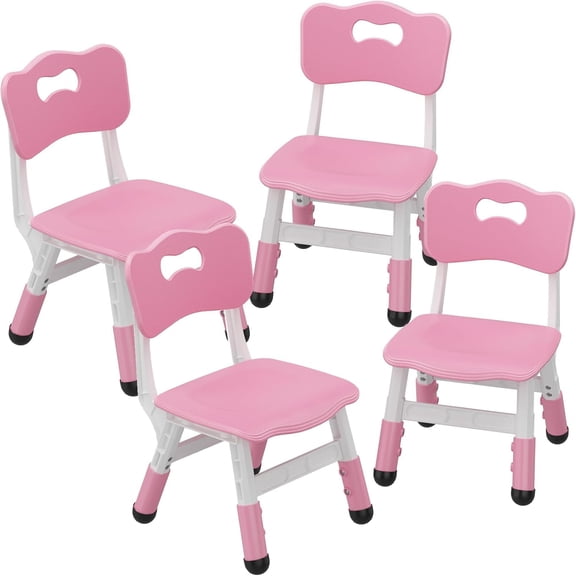 Panapinka 4 Pack Height Adjustable Kids Chairs, Ergonomic Plastic Toddler Desk Chairs for 1 Year