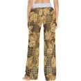 thumbnail image 4 of Women Pajama Pants Lounge Pants Long Stretch Comfy Sleepwear Autumn Maple Leaves and Gold Bands Of The Grid, 4 of 7