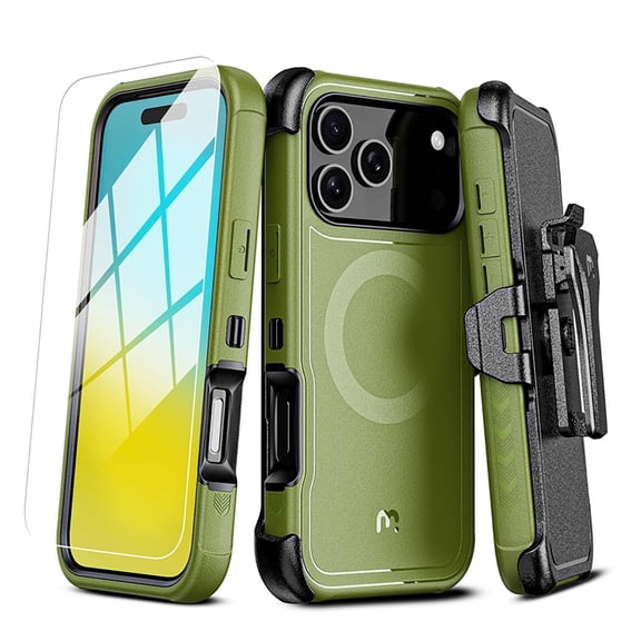 . Funda MYBAT Maverick Mag clip para iPhone 17 PRO MAX - Verde con mica