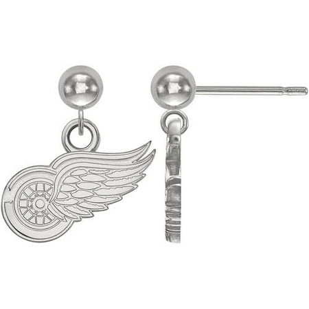 LogoArt NHL Detroit Red Wings 14 Karat White Gold Dangle Ball Earrings