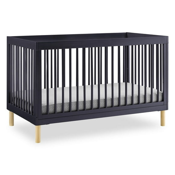 Delta Children Austin Lit de bébé convertible 4 en 1 – Certifié Greenguard Gold, Gris minuit/Naturel