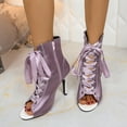 thumbnail image 2 of Heeled Sandals for Women Open Toe Mesh Lace up Ankle Boots Elegant Stiletto Heels Wedding Party Dress Shoes Purple Size 6, 2 of 8