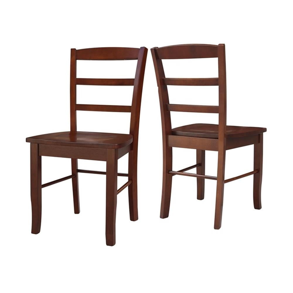 Set of Two Solid Wood Madrid Ladderback Chairs in Espresso