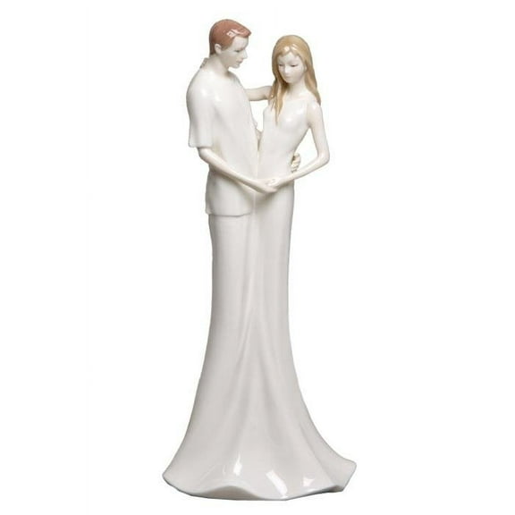 12.25 Inch White Porcelain Figurine of Man and Woman Dancing