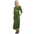 thumbnail image 3 of Bimba Women's Zari Embroidered Dress Rayon Green Long Party Wear Maxi Dresses-16, 3 of 7