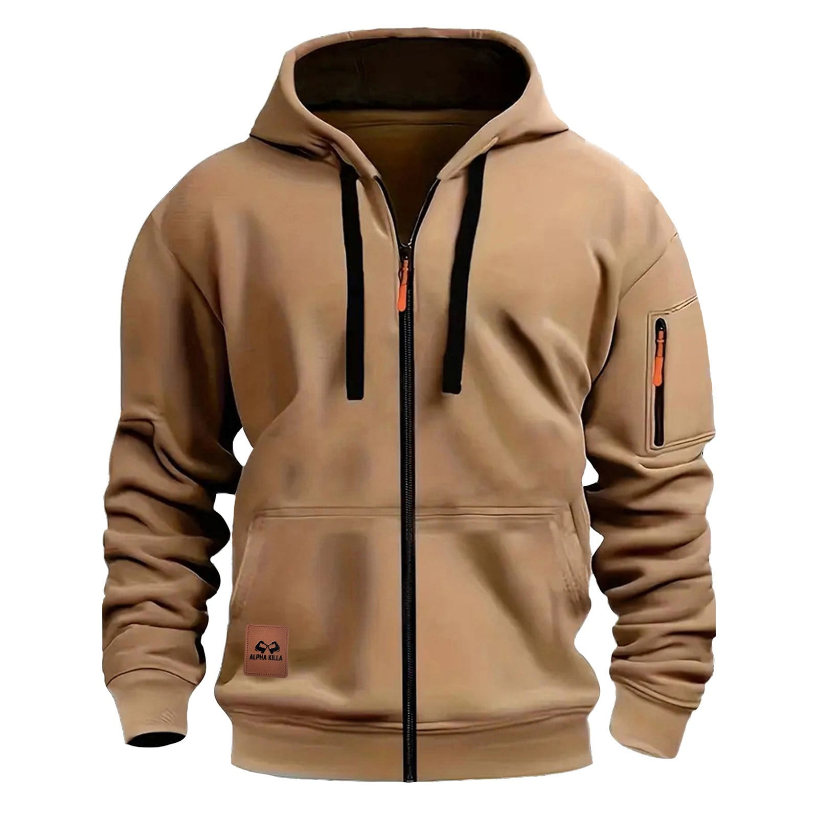 Mens Tactical Hoodies Long Sleeve Pullover Tops Vintage Workout Hoodies Casual Full Zip Athletic Outdoor Hooded Sweatshirt Military Tactical Sweatshirts with Pockets