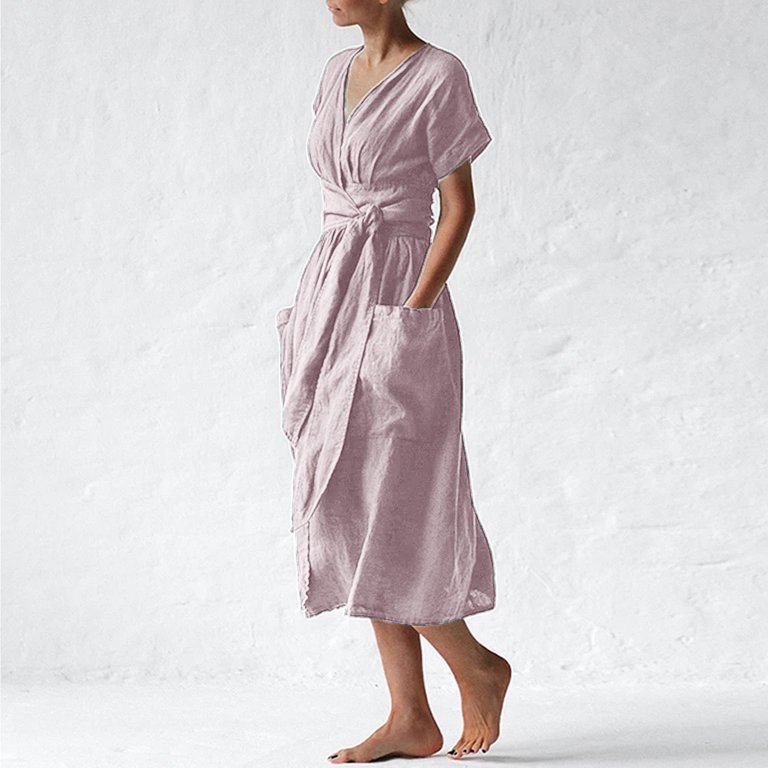strapless open back dress Salina Wrap Dress - Stylish & Comfortable Linen Dress main image 1
