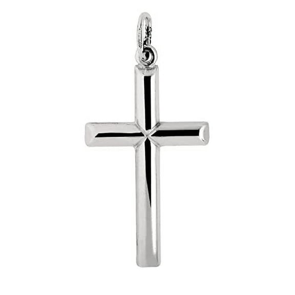 JewelStop Sterling Silver Finish Polished Cross Pendant -35mm X 20mm