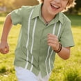 thumbnail image 6 of Zpanxa Toddler Boys Vertical Eyelet Stripe Trim Button Down Short Sleeve Shirts Lapel Collar Summer Casual Woven Dress Tops for Kids, 6 of 9