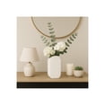 thumbnail image 2 of Elegant Oval Ridged Ceramic Vase for Living Room Decor - Decorative Home Accents for Bedroom, Office Desk, and Entryway Table - Flower Vase for Shelf or Kitchen Counter Display - 9", White, 2 of 12