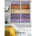 thumbnail image 3 of Farmhouse Purple Brown Sheer Curtains 72 Inch Length 2 Panels Set, Vintage Wooden Striped Voile Window Treatment Rod Pocket Curtains Sheers Drapes for Bedroom/Living Room/Kitchen 52"x72"x2, 3 of 7
