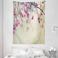 thumbnail image 1 of Nature Tapestry, Floral Flowers Branches Sakura Blooms Cherry Blossoms Spring Time Photo, Wall Hanging for Bedroom Living Room Dorm Decor, 60W X 80L Inches, Cream Fuchsia Brown, by Ambesonne, 1 of 2
