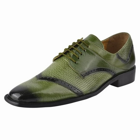 Image of LIBERTYZENO Mens Classic Derby Style Genuine Leather Lace Up Dress Shoes Olive