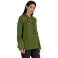thumbnail image 3 of Moomaya Tunique pour Femme à Col Mandarin, Manches Longues, Haut Estival en Coton Uni, 3 of 7