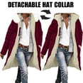 thumbnail image 2 of Women's Winter Hooded Long Coat with Pockets Detachable Faux Fur Collar Fleece Lined Puffy Jacket Thick Warm Overcoat (XL, Wine), 2 of 9