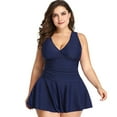 thumbnail image 1 of Traje de Baño de Talla Grande para Mujer, Vestido de Baño con Control de Abdomen de Dos Piezas con Falda Acampanada Bikini Trajes de Baño, 1 of 3