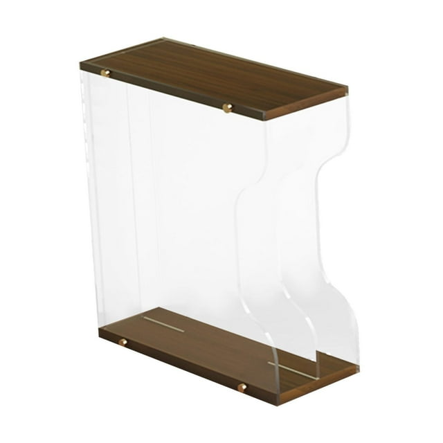 Bunblic Vinyl Record Holder Stand Organizer Home Decor Table Elegant Display Stand Storage Rack for files Albums Documents Newspapers Walnut Color 2 Grid