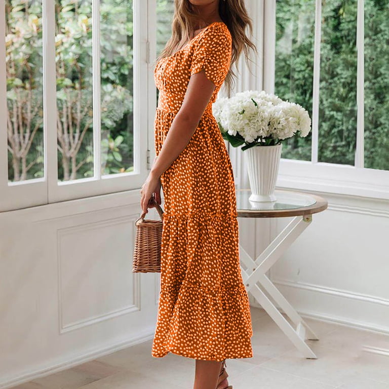 orange flowy dresses Plus Size Easy Days Ruffle Hem Dress main image 1