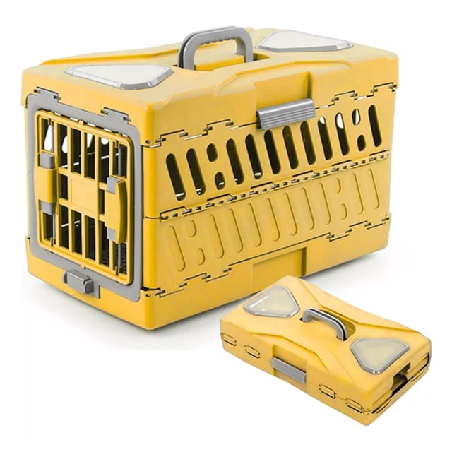Transportadora plegable para mascotas 56 cm, jaula portátil para perros y gatos, estructura de plástico, con puerta y ventilación, caja de viaje cómod