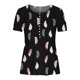 thumbnail image 4 of Tops de Algodón para las Mujeres Impreso en V-Cuello Botón Arriba Blusa de Manga Corta, Ligera Imitación Top Casual, 4 of 5