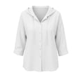 thumbnail image 6 of Aezemi Womens Button Hoodie Shirts Lightweight 3/4 Sleeve Loose Fit Drawstring Hooded Faux Cotton Linen Blouses Summer Spring Beach Vacation Sun Protection Tees S, 6 of 7