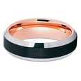 thumbnail image 2 of 6mm Rose Gold Tungsten Carbide Wedding Ring Black Brushed Finish Silver Polished Edge Unisex Band (10), 2 of 3
