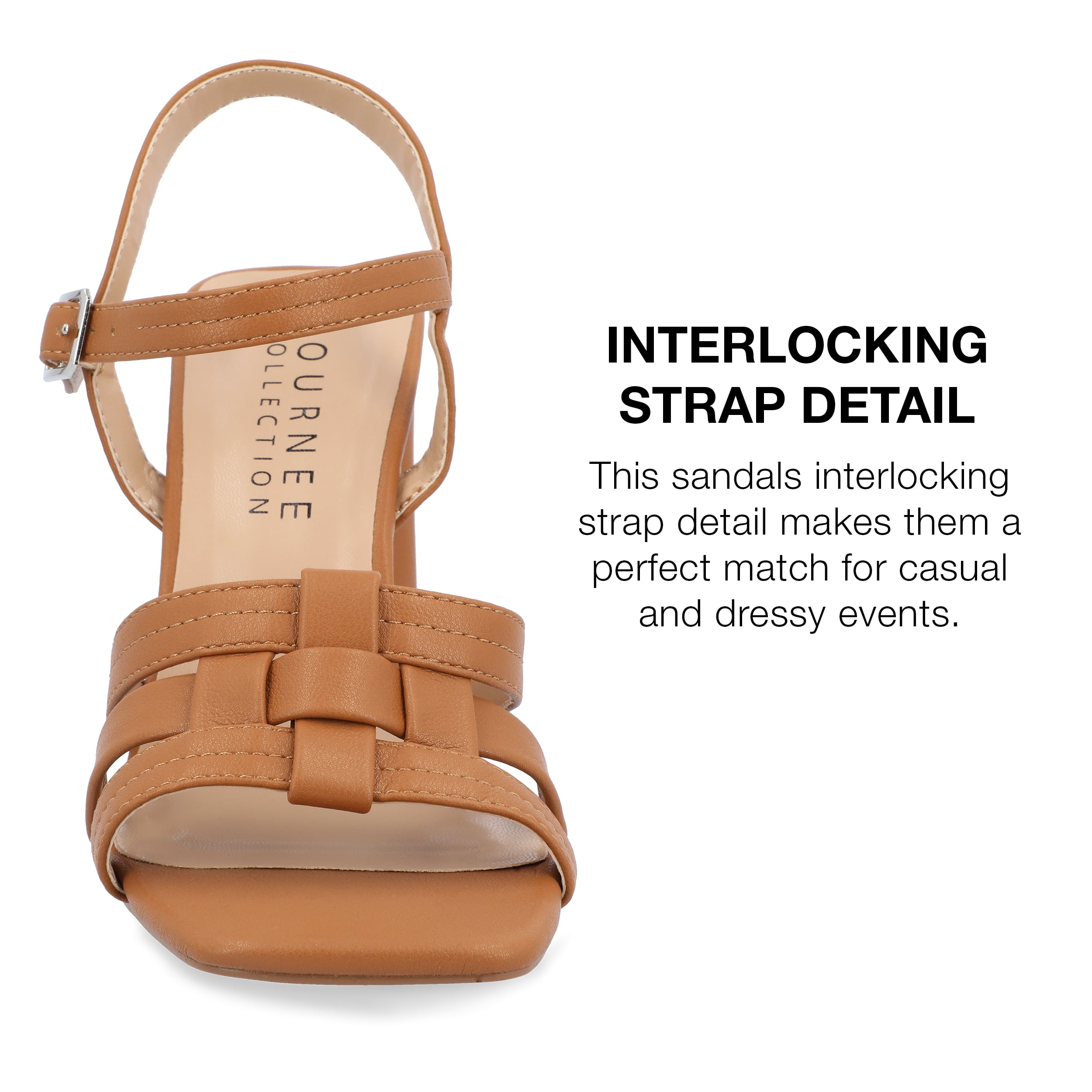 Journee Collection Womens Gibssen Ankle Strap Covered Block Heel Sandals