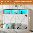 thumbnail image 4 of Farmhouse Twin Size Bed Frame with Charging Station and LED Lights, Twin Platform Bed with Tall Headboard,Bed Frame with Storage Ottoman, No Box Spring Needed, White, 4 of 9
