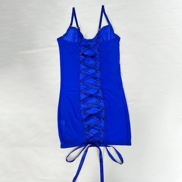 Lencería sexy de una pieza para mujer, con escote en V profundo, tentación, perspectiva de tentación, con tirantes de malla y pecho fruncido, estilo europeo y americano