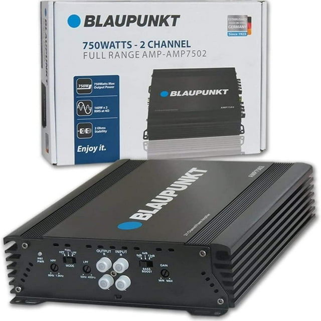 Blaupunkt AMP-7502PRO 750W Amplificador de 2 canales Clase AB - Diseño compacto y delgado, rango com