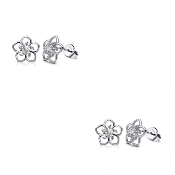 Sonducket 1 par de pendientes de cobre plateados con forma de flor, estilo europeo, Color sólido, galvanizado, exquisitos pendientes para mujer, Blanco 2Conjunto