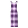 thumbnail image 5 of Frostluinai Plus Size Adjustable Overalls Casual Spaghetti Strap Plaid Jumpsuits Crew Neck Baggy Wide Leg Overalls Summer Rompers with Pocket, 5 of 5