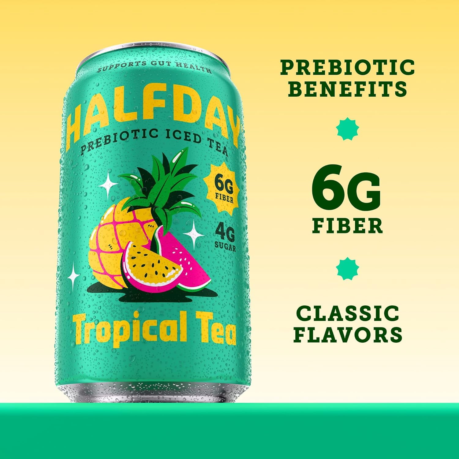 Halfday Prebiotic Tropical Iced Tea Drink, 6g Fiber, 12 fl oz Single Can