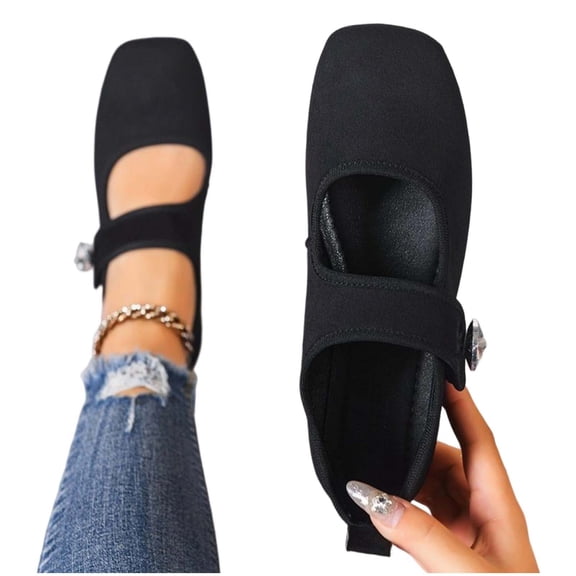Vibrex Ballet Flats for Women Square Toe Mary Jane Shoes Comfortable Dressy Flats Casual Office Shoes Solid Color Soft Soled Flat Shoes