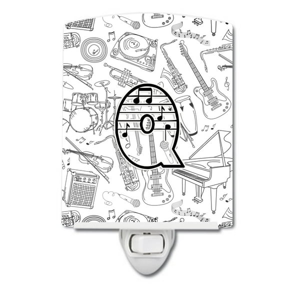 Caroline's Treasures CJ2007-QCNL Letter Q Musical Note Letters Ceramic Night Light, 6x4x3", multicolor