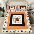 thumbnail image 2 of Homewish Vintage Texas Stars Twin Sheet Sets,Western Cowboys Twin Fitted Sheet,Brown Beige Flat Sheet For Boys Kids,Luxury Bedroom Decor,3 Pieces, 2 of 7