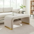thumbnail image 2 of Accent Chair Bench Ottoman, Beige, Velvet, Living Kitchen Cafe Bistro Hospitality Restaurant, Modern Contemporary Boutique HB36454, 2 of 10