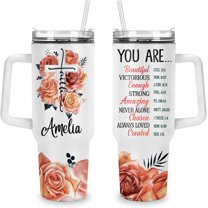 Rose Cross You Are Christmas Gifts, Christian Gifts for Women, Inspirational Gifts Religious Gifts for Women, Birthday Gifts for Women, Mom, Best Friend, Aunt, Sister - 40 Oz Tumbler With Handle