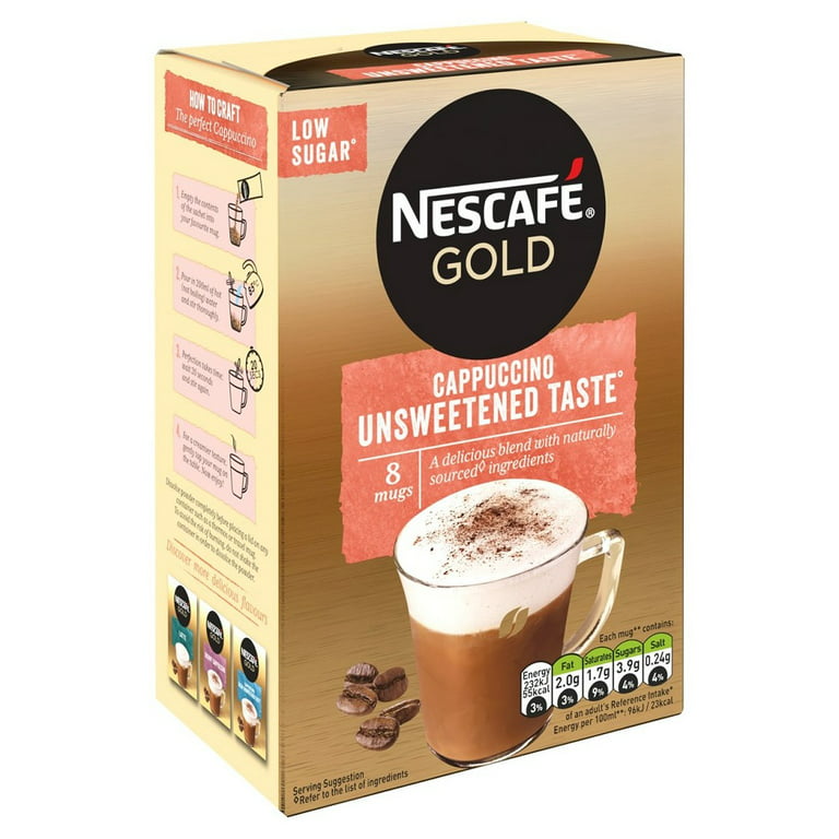 Nescafe Gold Decaff Cappuccino Unsweetened Instant Coffee 8 Sachets