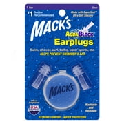 Mack's AquaBlock Swimming Earplugs, 1 Pair - Comfortable, Waterproof, Reusable Silicone Ear Plugs for Swimming, Snorkeling, Showering, Surfing and Bathing (Clear)
