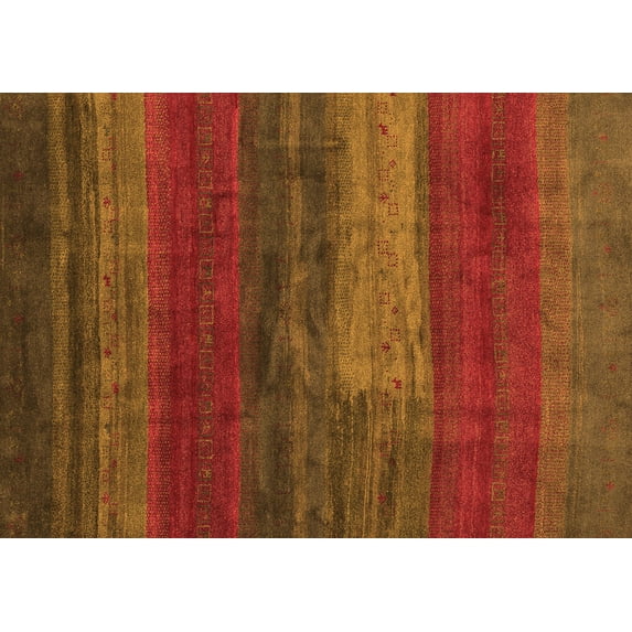 Ahgly Company Indoor Rectangle Abstract Orange Contemporary Area Rugs, 7' x 10'