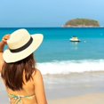 thumbnail image 2 of Qarigey Sombrero de playa para hombre y mujer, gorra de ala ancha de paja, Color sólido, transpirable, para verano, decoración para la Sombreros, 2 of 6