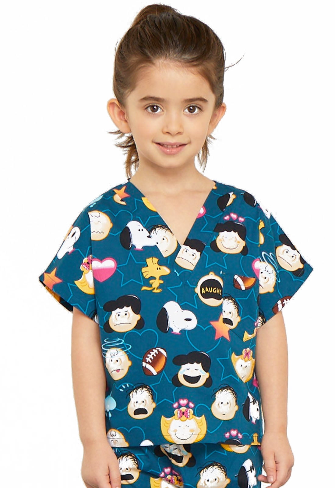 Tooniforms Scrubs Set for Kids Top and Pant 6620C, S, Peanuts Emoji