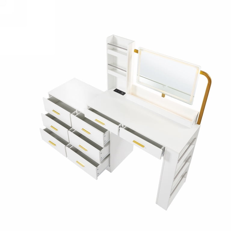 Modern 8-Drawer White Dresser for Bedroom, Wide Chest of Drawers with Gold  Handles, Large Storage Dresser Organizer for Clothes, Sturdy Wood Dresser  Cabinet for Living Room, Entryway, Closet - Walmart.com