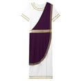 thumbnail image 5 of Mufeng Mens Halloween Ancient Greek Toga Outfits Short Sleeve Retro Long Robe Dress Purple XL, 5 of 7