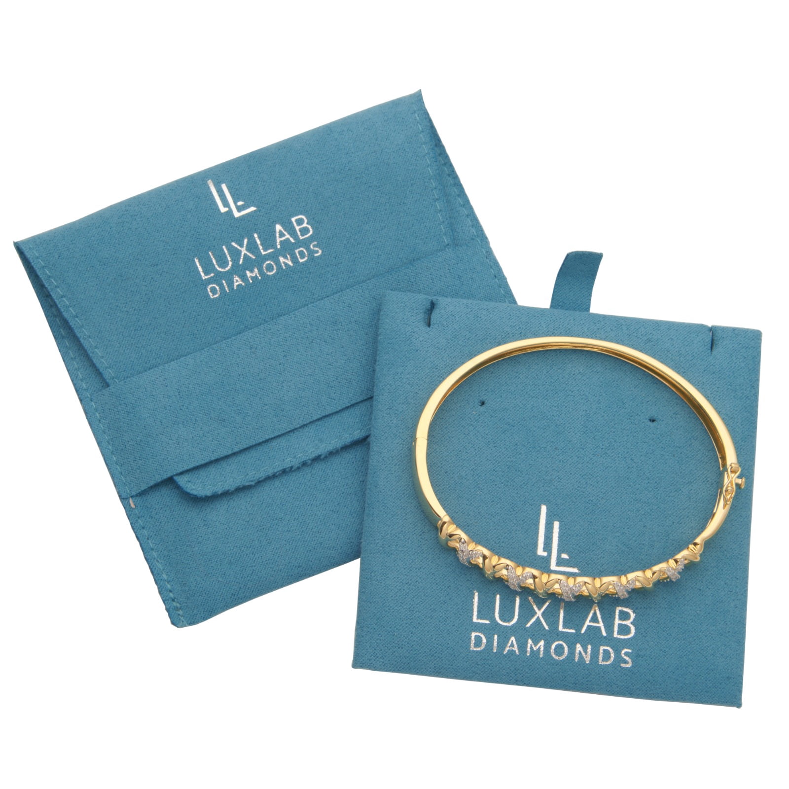 Forever Facets 3/8 CT TW Lab Grown Diamond 18K Gold over Sterling Silver Bangle, Adult Female