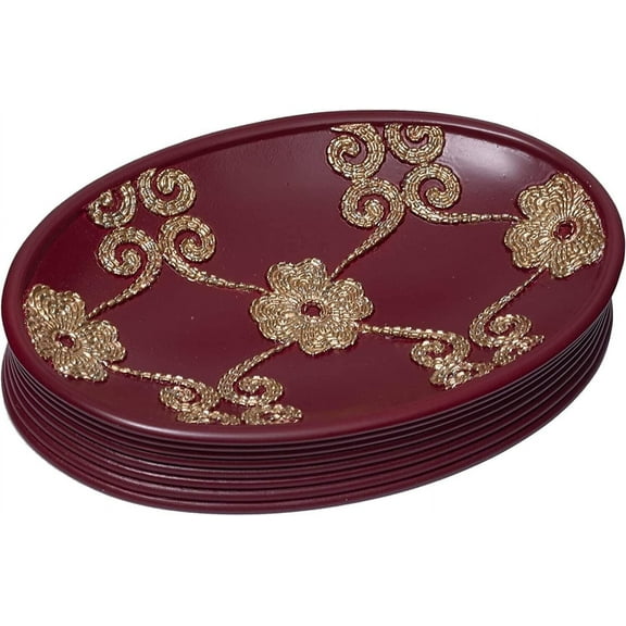 Elegant Rose Medford Soap Dish, Burgundy and Gold